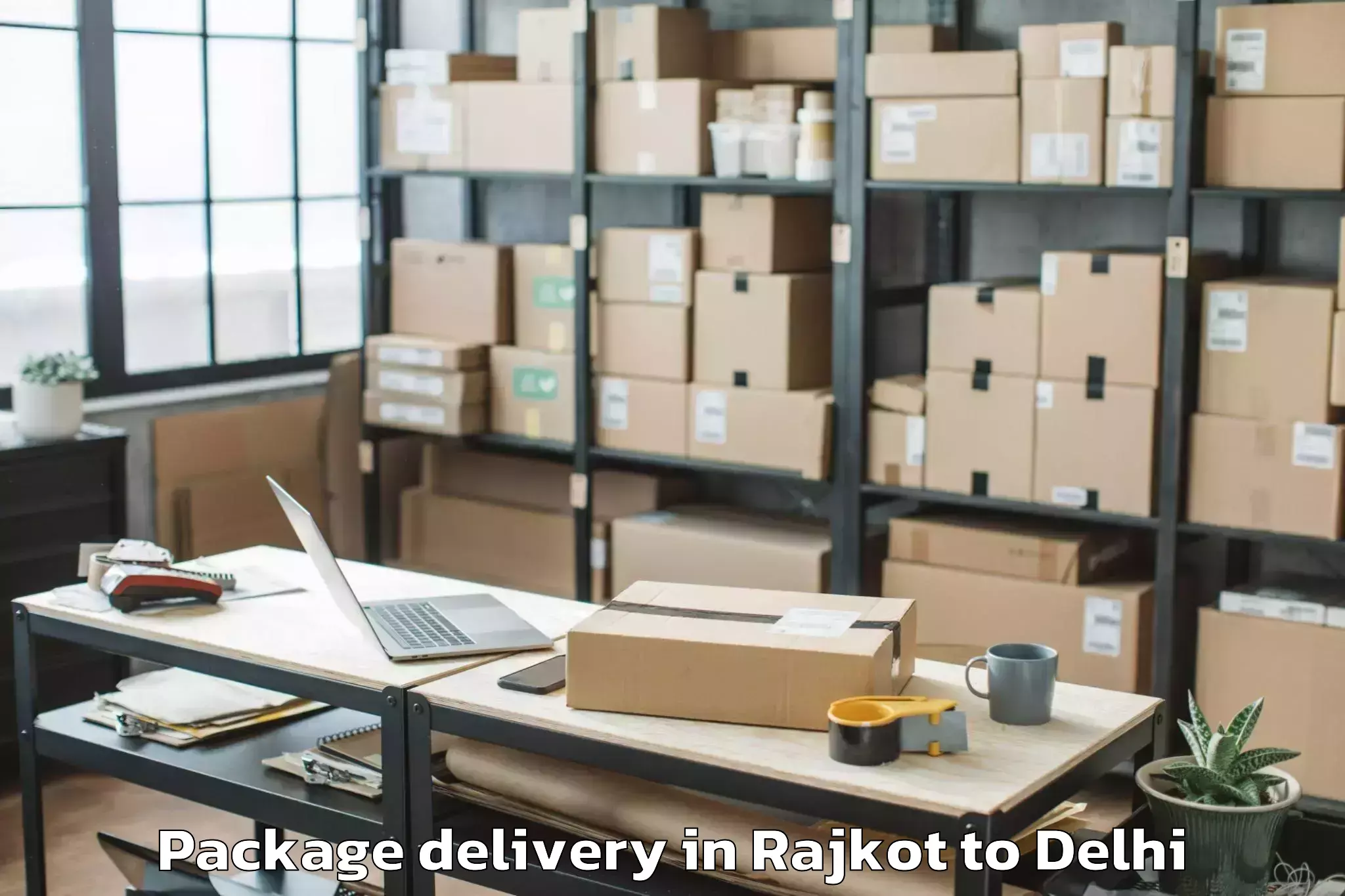 Easy Rajkot to Mgf Metropolitan Mall Delhi Package Delivery Booking